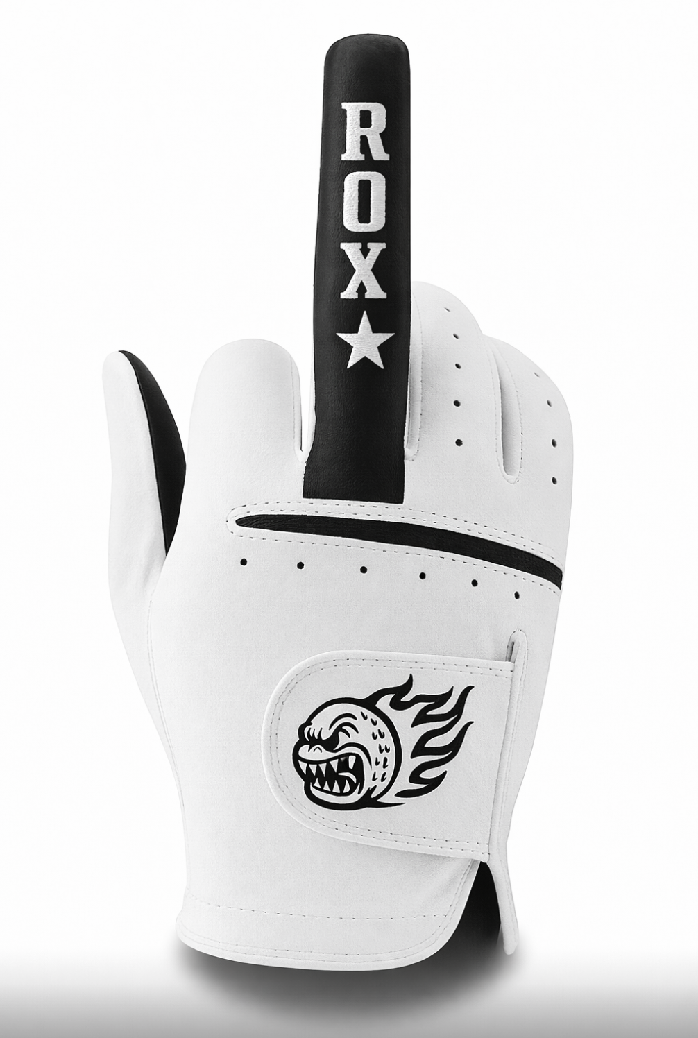 ROX STAR GOLF-WHITE- F-YOU GOLF GLOVES-(RIGHT HAND)