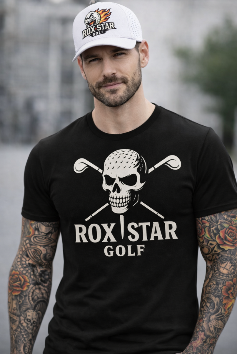 ROX Star Golf Skull Ball Logo T-Shirt | Edgy Golf Apparel