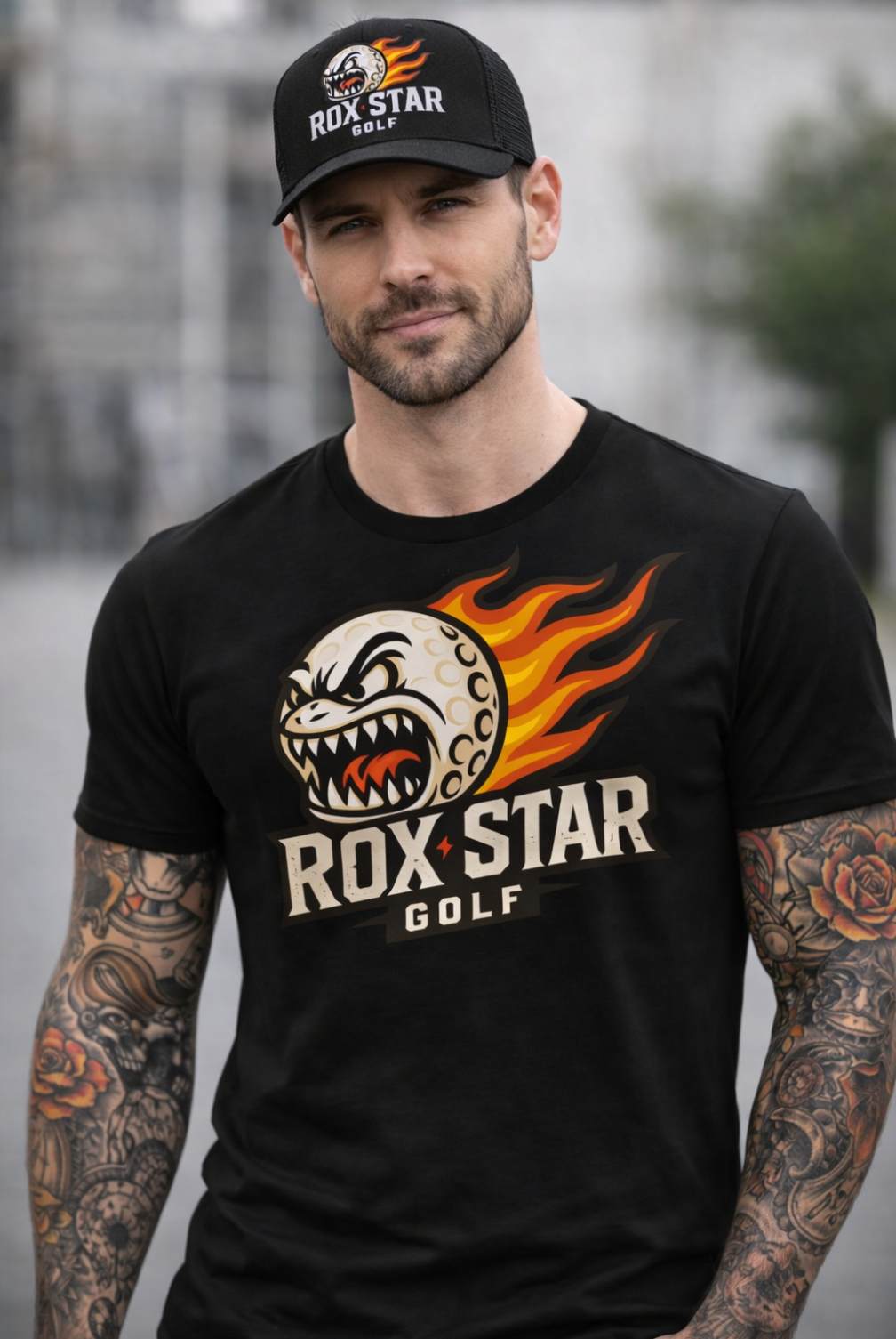 ROX STAR GOLF- SHORT SLEEVE T-SHIRT - ANGRY GOLF BALL LOGO!- LIMITED STOCK