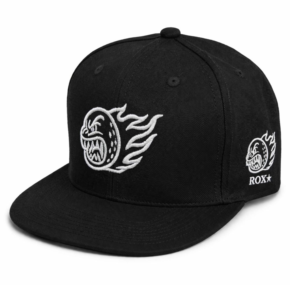 ROX STAR GOLF HAT -FLAT BRIM- BLACK