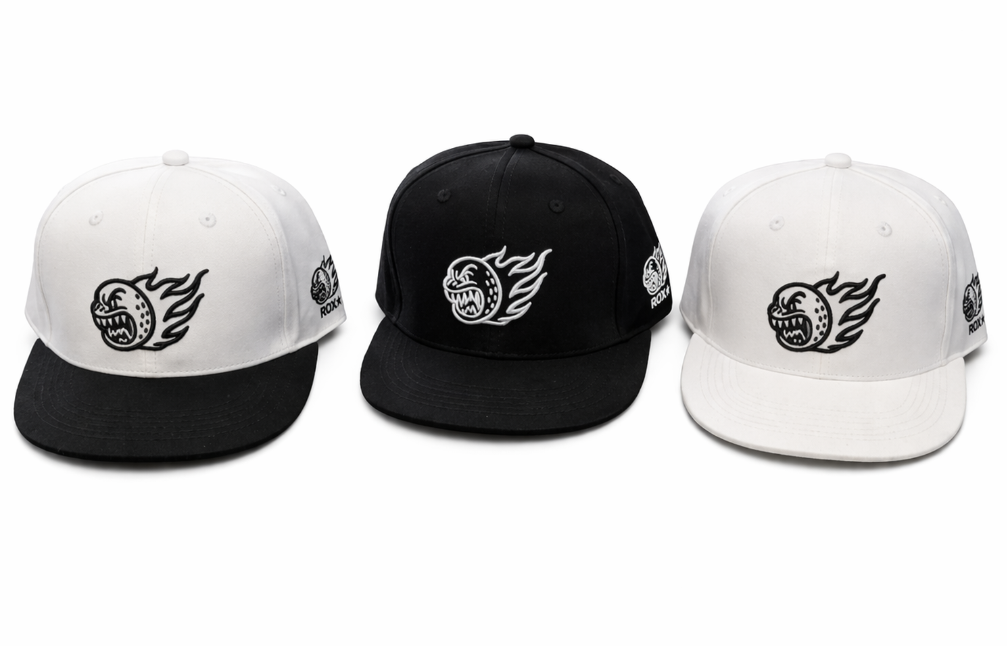 ROX STAR GOLF HAT -FLAT BRIM- WHITE