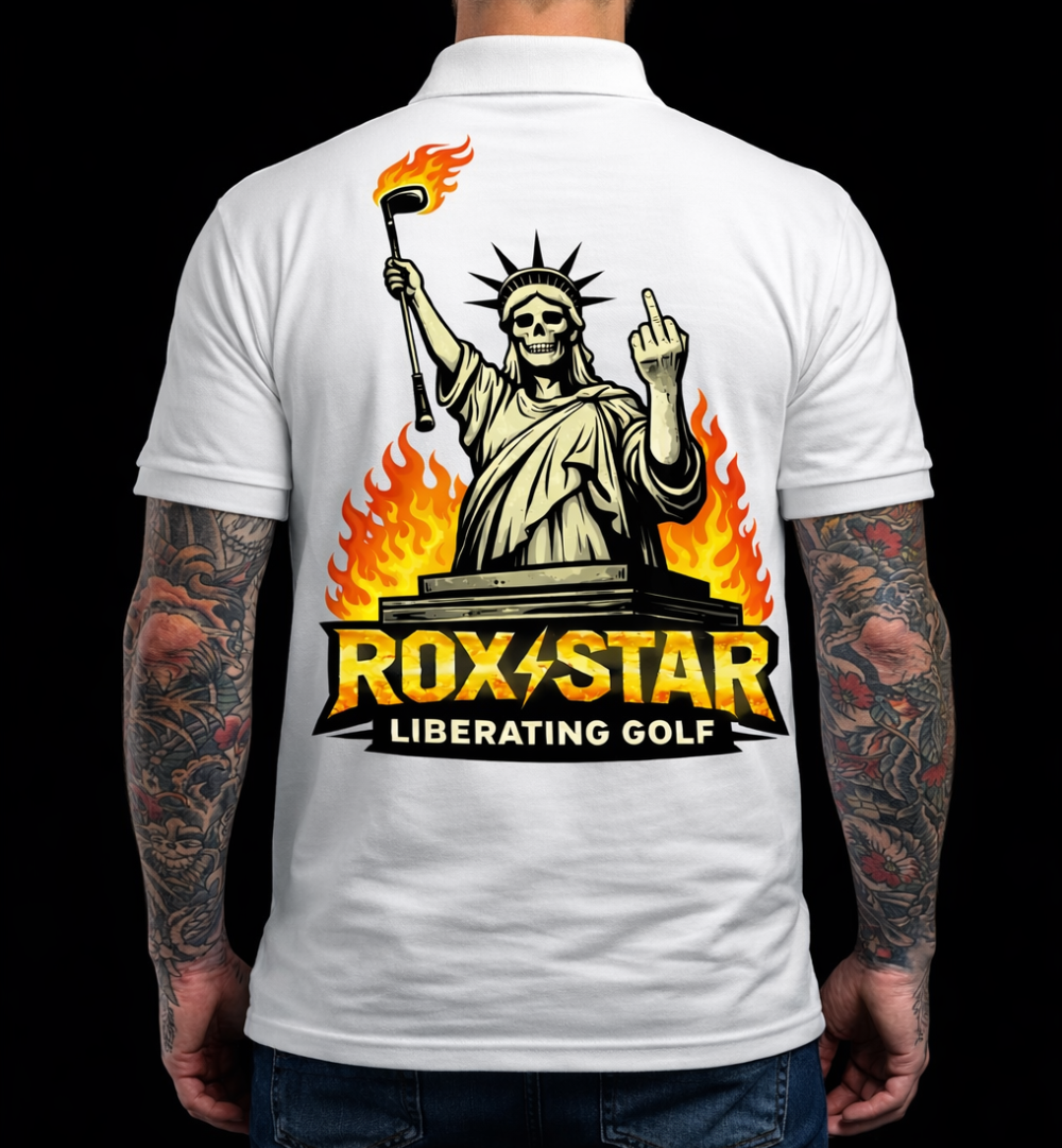 ROX STAR -Liberate Golf White Polo – Men's-COMING SOON! PRE ORDER NOW!!