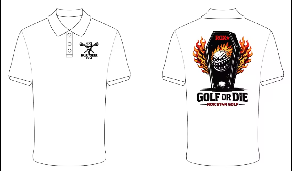 ROX STAR -Golf or Die White Polo – Men's-COMING SOON! PRE ORDER NOW!!