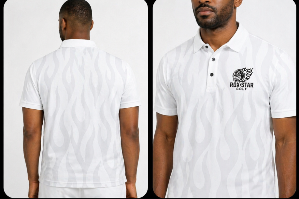 ROX Star White Flame Polo – Men's-COMING SOON! PRE ORDER NOW!!
