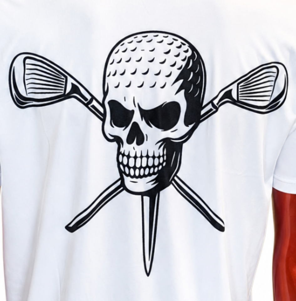 ROX Star Golf Men's White Polo- Skull Ball logo-AVAILABLE NOW!!!
