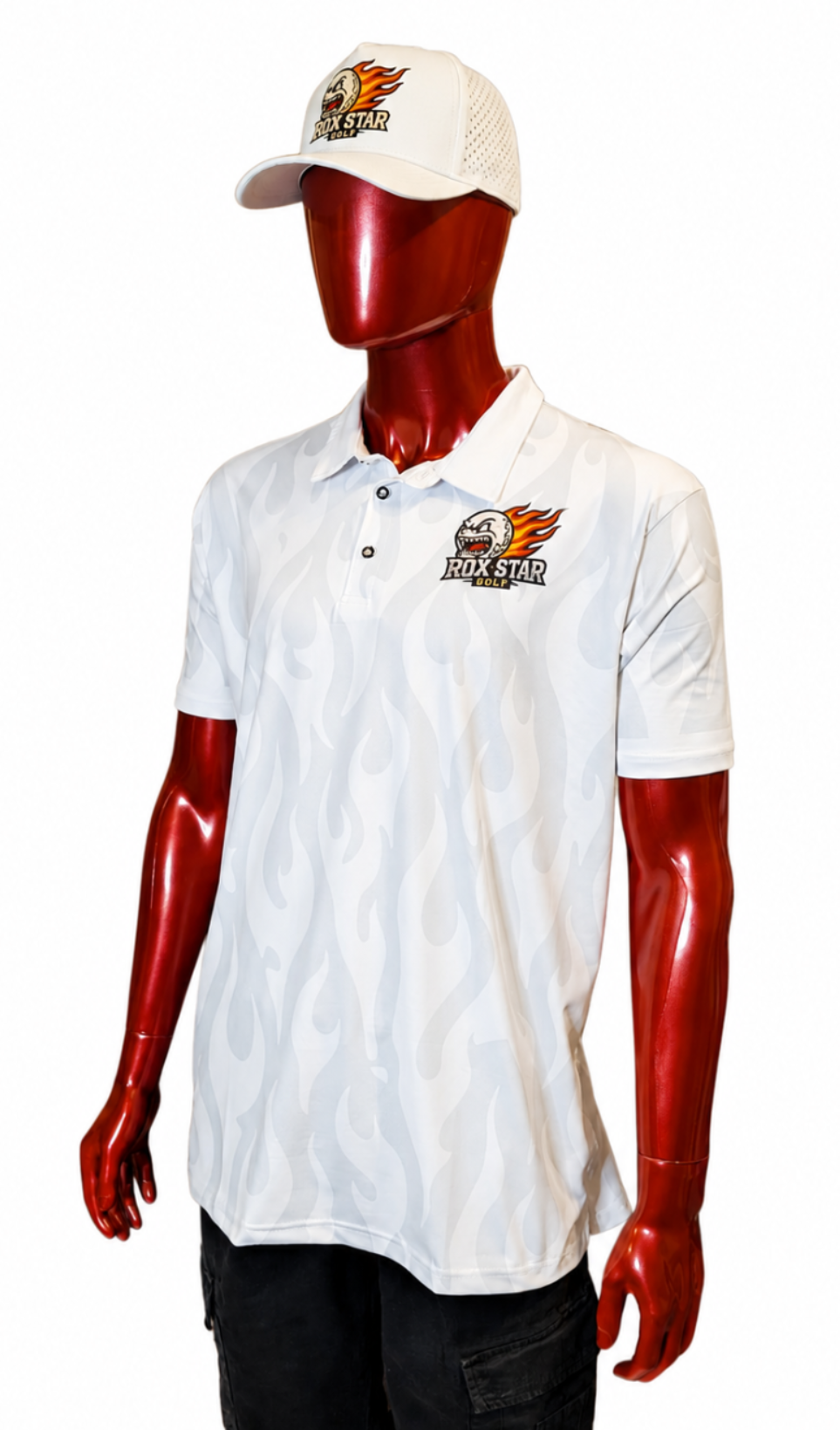 ROX Star White Flame Polo – Men's-NOW AVAILABLE!!! GET YOURS NOW!!!