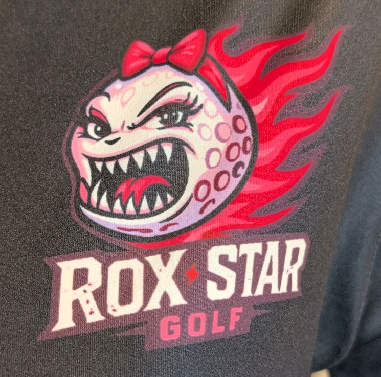 ROX Star Golf – Black Woman's Polo- Girl Power logo-AVAILABLE NOW!!!