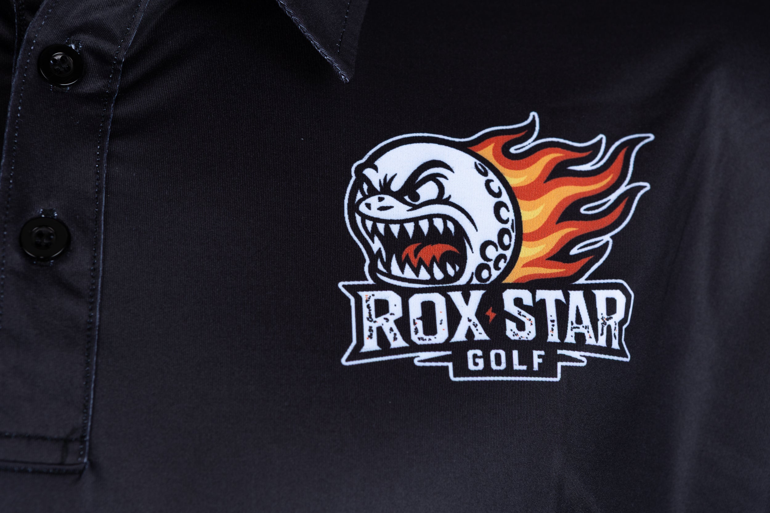 ROX STAR FLAMING GOLF CART POLO SHIRT