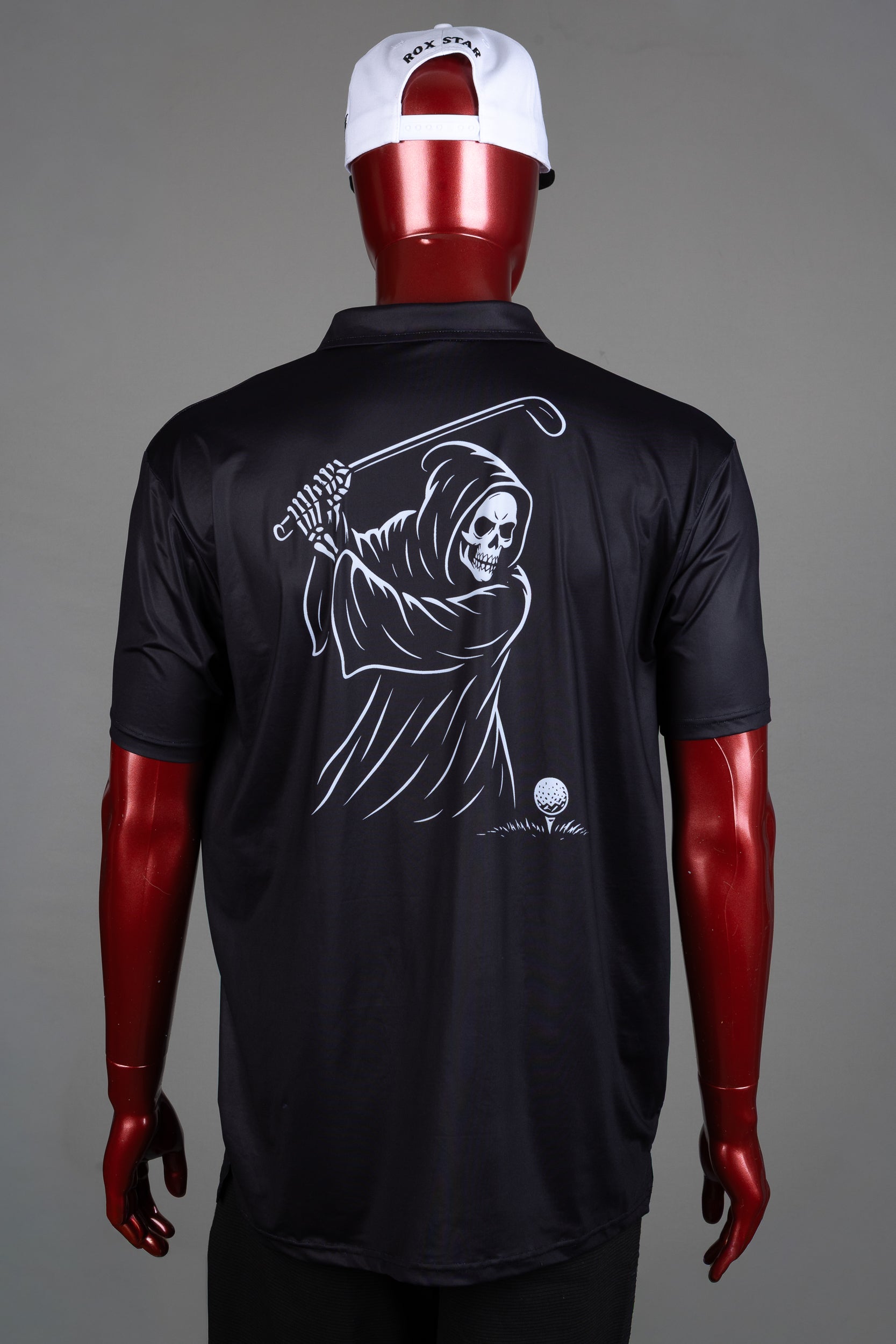 MENS ROX STAR BLACK POLO SHIRT-GRIM REAPER