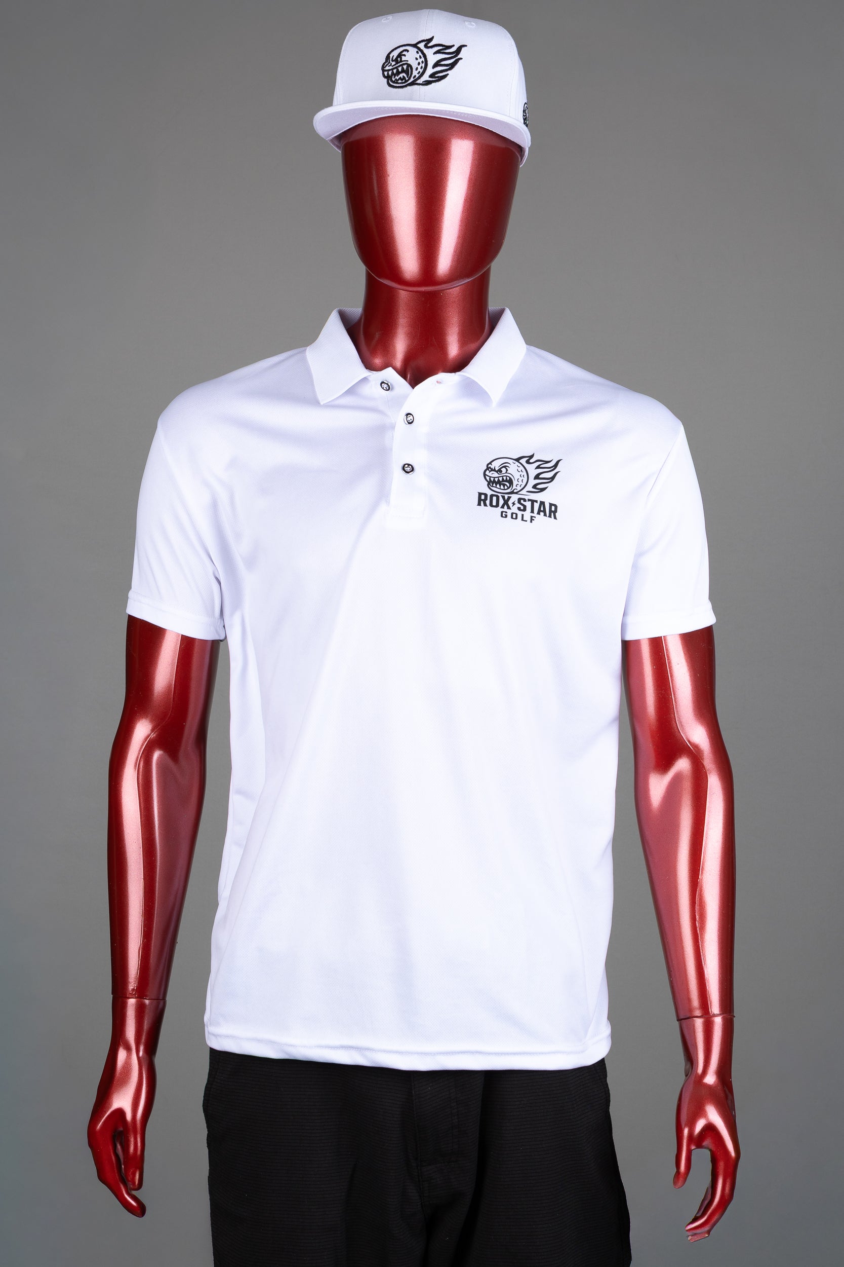 MENS ROX STAR WHITE POLO SHIRT- BAD ASS CHIC( SOLD OUT)