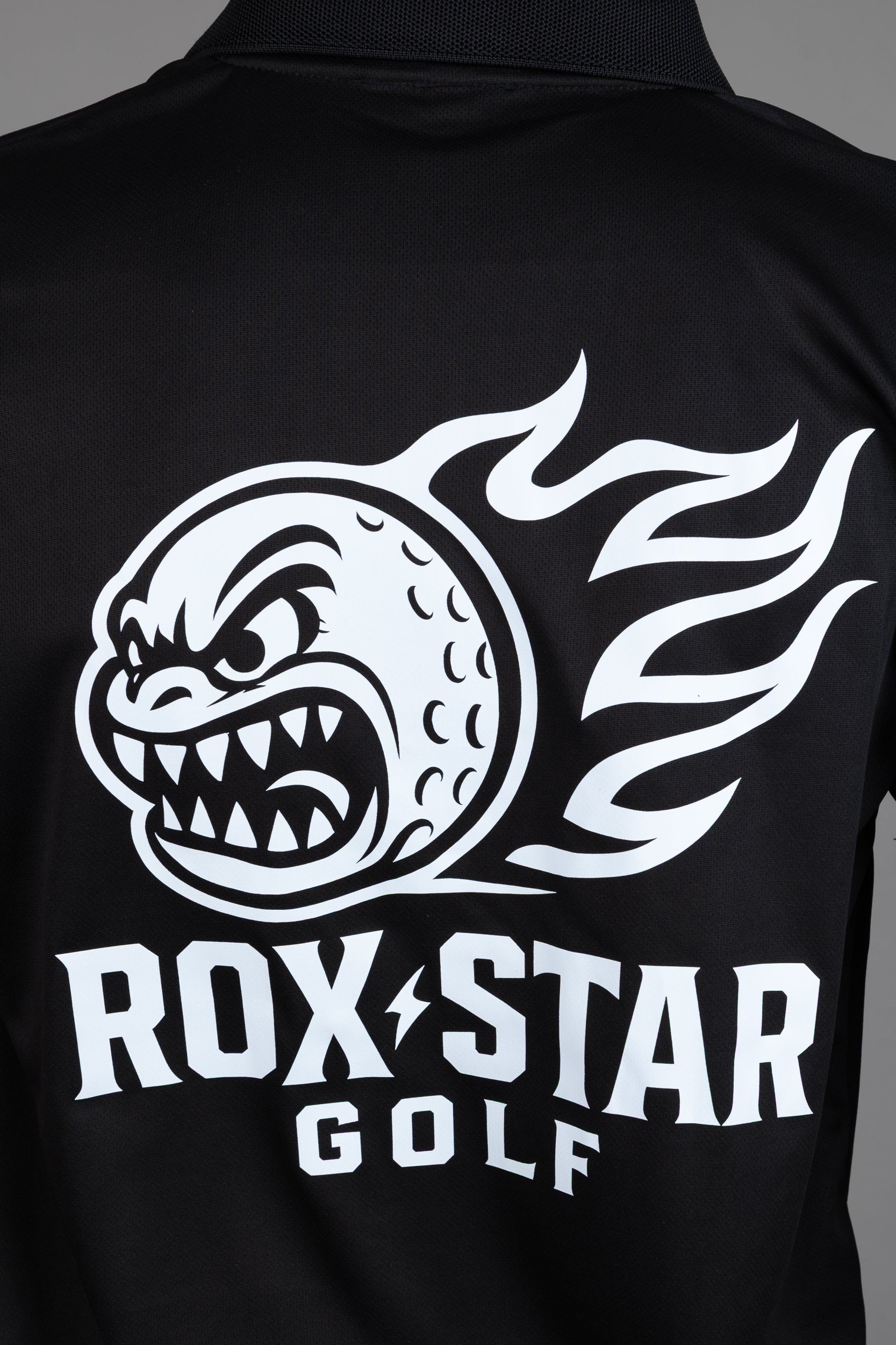 ROX STAR MENS POLO- BLACK REX FRONT AND BACK