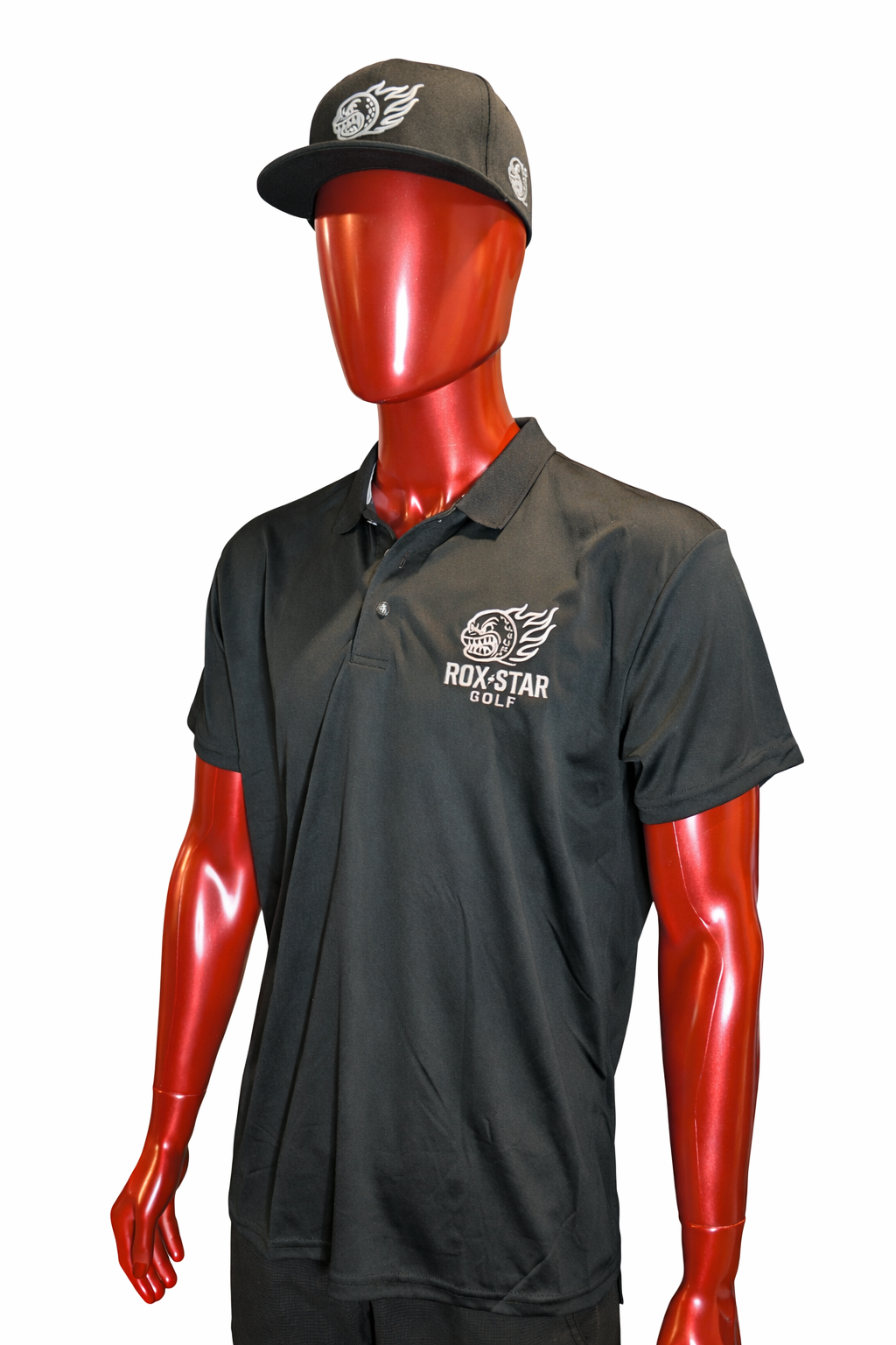 ROX STAR MENS POLO- BLACK EMBROIDERED REX