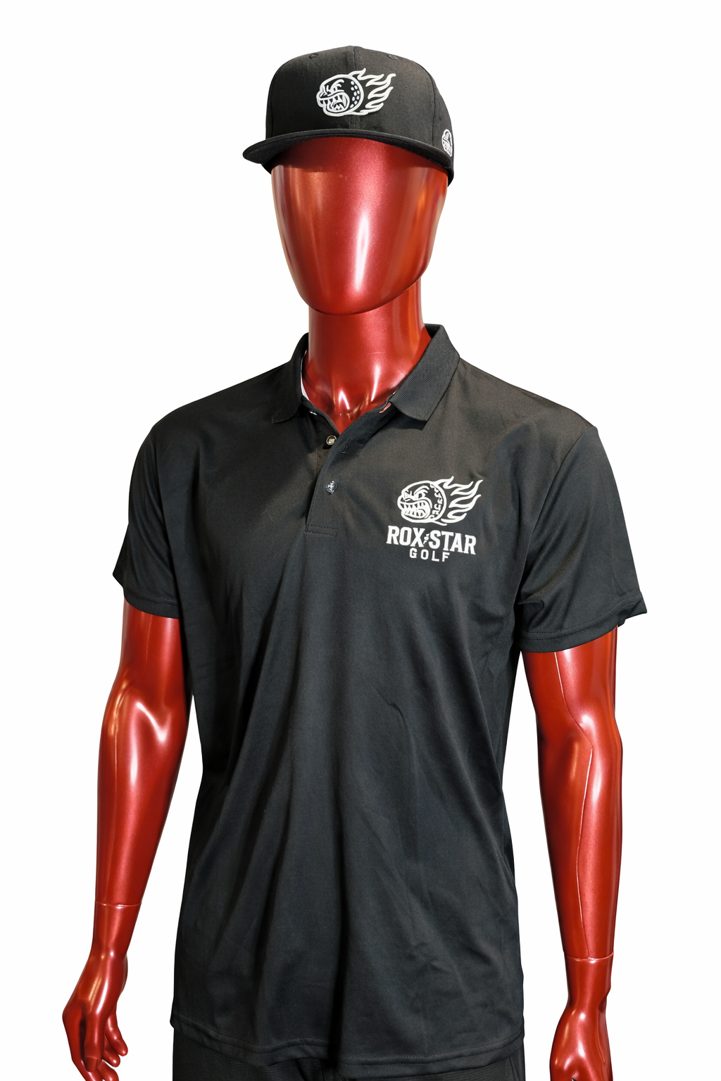 ROX STAR MENS POLO- BLACK EMBROIDERED REX