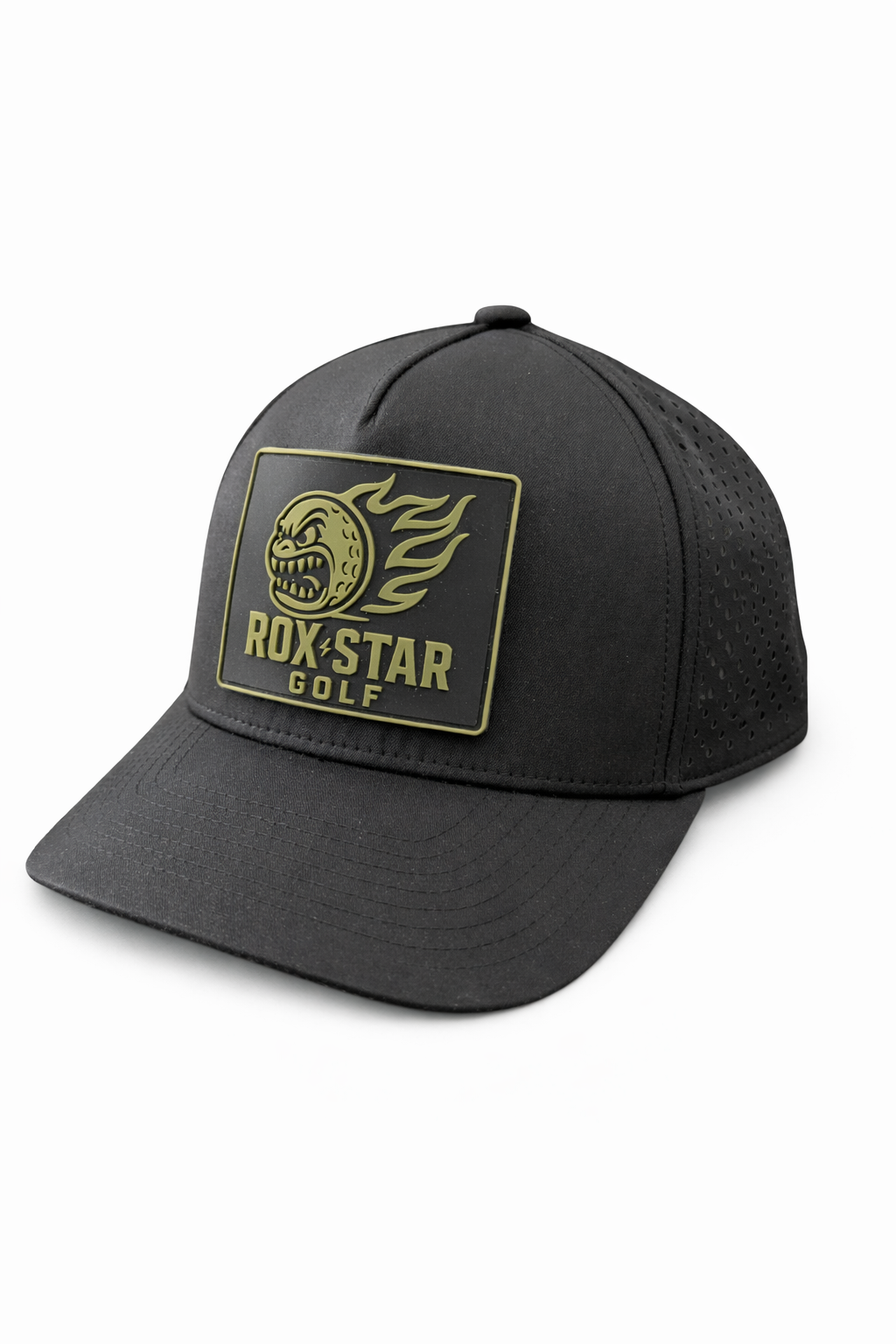 ROX STAR UNISEX BLACK GOLF HAT -WITH CHANGABLE VELCRO REX PATCHES