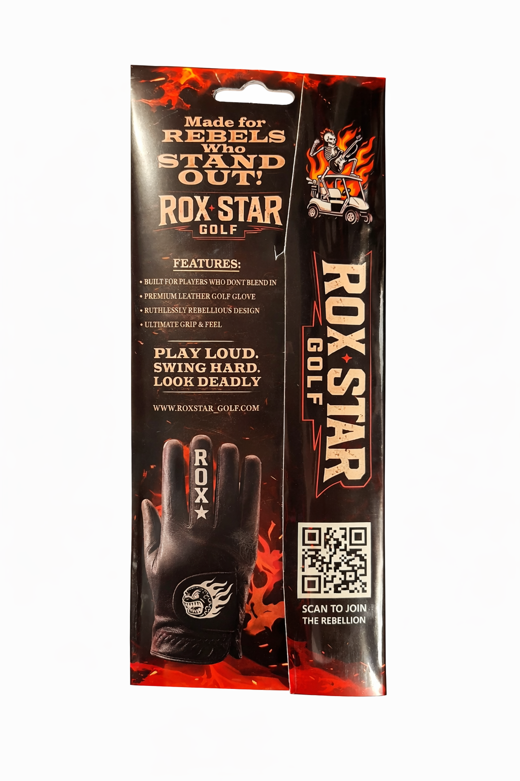 ROX STAR GOLF-WHITE- F-YOU GOLF GLOVES - (LEFT HAND)