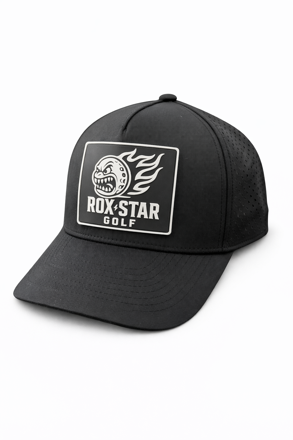 ROX STAR UNISEX BLACK GOLF HAT -WITH CHANGABLE VELCRO REX PATCHES